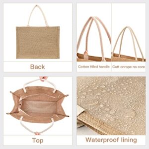 Sinestour Valentine''s Day Heart Jute Tote Bag Jute Gift Bags with Handle Burlap Tote Bag with Canvas Front Pocket Jute Bags Beach Bags for Women Beach Tote Bag