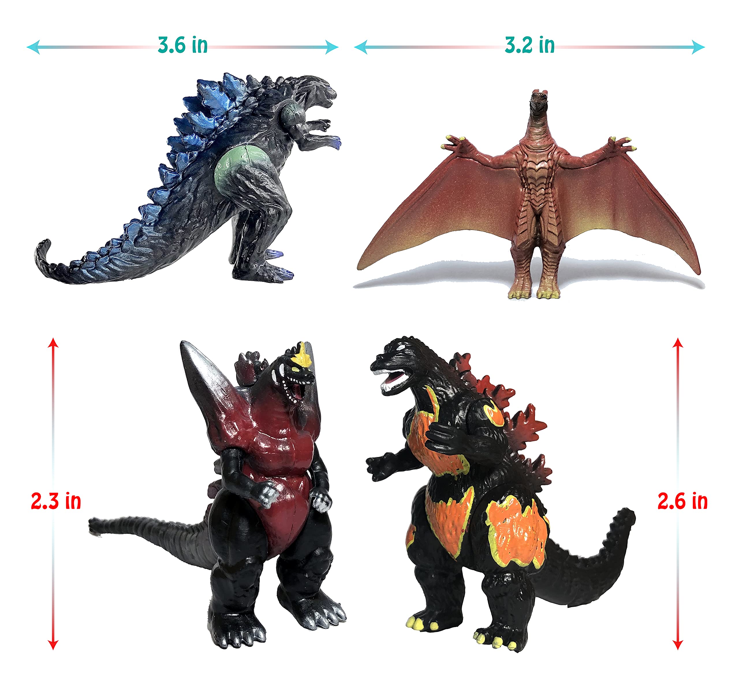 TwCare Set of 10 Godzilla Toys, Movable Joint Action Figures, King of The Monsters vs Kong Mini Dinosaur Mothra Imago Burning Heisei Mecha Ghidorah Playsets Kids Birthday Cake Toppers Pack