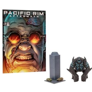 pacific rim mcfarlane toys leatherback (kaiju) 4" scale figure playset with comic