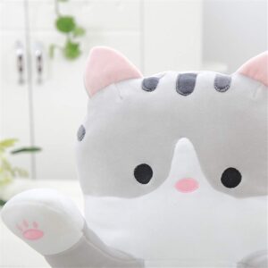 shangman Lovely Plush Cat Doll Cute Cartoon Soft Stuffed Kitten Pillow Long Throw Sleeping Toy Gift for Kids Girlfriend Multiple Size (Grey,50cm/19.6in)