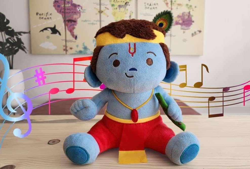 MODI TOYS Baby Krishna (11 inch) Mantra Singing Plush Toy | Ideal for Newborns, Infants, Toddlers, Grandparents | Best for Diwali, Baby Shower, Birthday, Housewarming