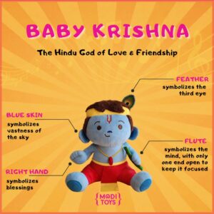 MODI TOYS Baby Krishna (11 inch) Mantra Singing Plush Toy | Ideal for Newborns, Infants, Toddlers, Grandparents | Best for Diwali, Baby Shower, Birthday, Housewarming