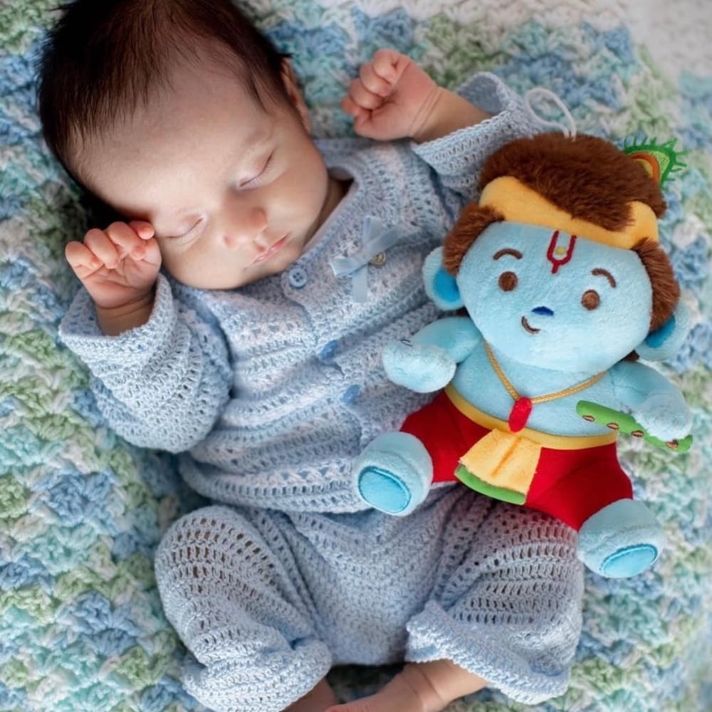 MODI TOYS Baby Krishna (11 inch) Mantra Singing Plush Toy | Ideal for Newborns, Infants, Toddlers, Grandparents | Best for Diwali, Baby Shower, Birthday, Housewarming