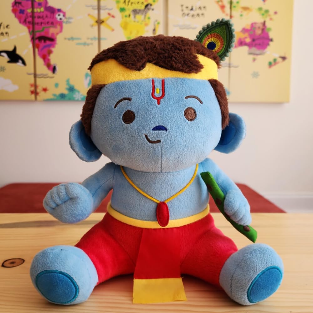 MODI TOYS Baby Krishna (11 inch) Mantra Singing Plush Toy | Ideal for Newborns, Infants, Toddlers, Grandparents | Best for Diwali, Baby Shower, Birthday, Housewarming