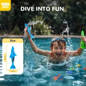 TOY Life 16Pcs Swimming Pool Dive Toys for Kids Swim Toys for Kids Practice Diving Swimming Toys with Pool Torpedo Gliding Shark Pool Mermaid Toys Underwater Diving Game Water Games for Boys and Girls