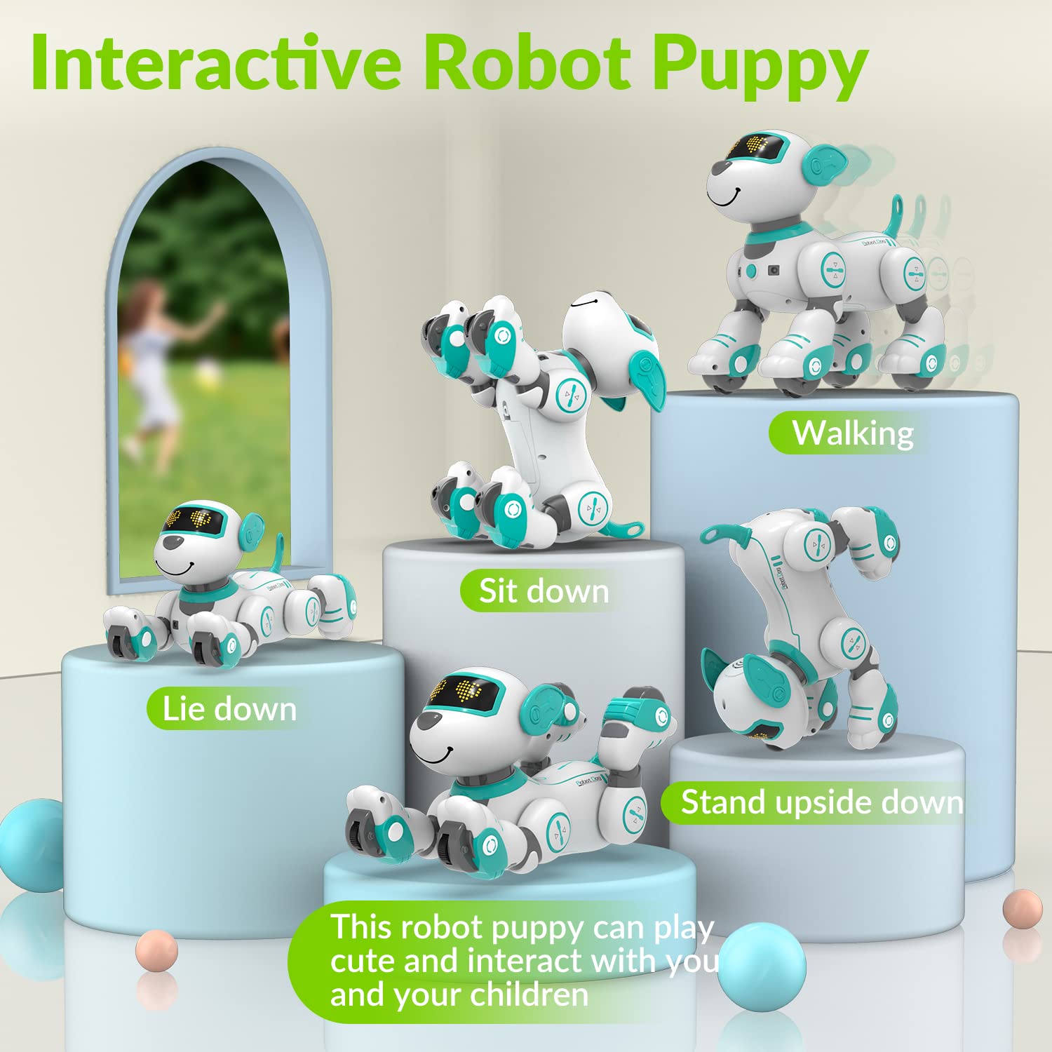 STEMTRON Programmable Remote Control Robot Cat Robot Dog for Kids, Interactive Robotic Dog Robotic Cat, Robo Dog Robo Cat, RC Robot with Touch Sensing, LED Eyes, Dance & Music