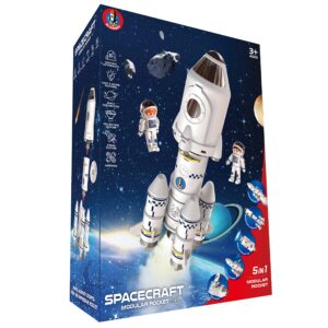 BLOONSY Rocket Ship Toys for Kids | Space Shuttle Toys Model with Astronaut Figures | Space Toys for Kids 3 5 8 10 Years Old