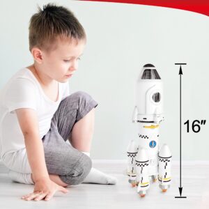 BLOONSY Rocket Ship Toys for Kids | Space Shuttle Toys Model with Astronaut Figures | Space Toys for Kids 3 5 8 10 Years Old