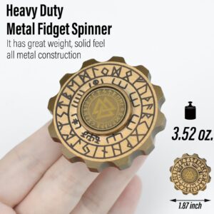 Freelove Viking Pirate & Gossip Design Fidgets Spinners, Copper Metal Spinner Fidget Toy Prime for Adults, Premium Bearing for 4~6 Mins, Autism Sensory ADHD Anxiety Stress Reduce Figet Spiner, Brass