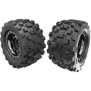 rer12485 wheels & tires 2pc glued 3.15x5.90 kaiju mt, black