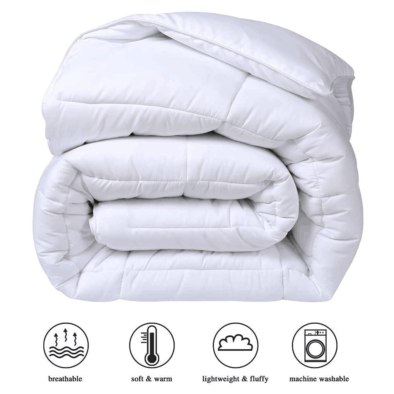 COHOME All Season Queen Size Cooling Comforter，Fluffy Down Alternative Comforter - Quilted Duvet Insert with Corner Tabs - Luxury Soft Hotel Comforter - Reversible - Breathable - White