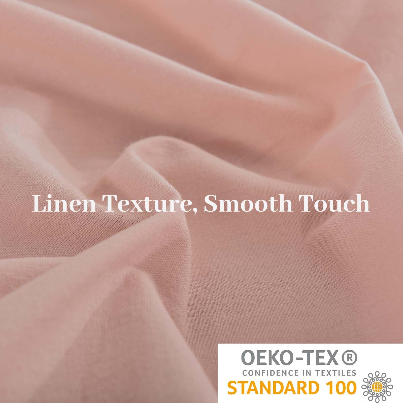 NEXHOME PRO Duvet Cover Set Queen Size Linen Feel Textured Organic Natural 100% Washed Cotton Duvet Cover 3 Pieces Bedding Set with Zipper Closure, Breathable, Soft, Pink (No Comforter)