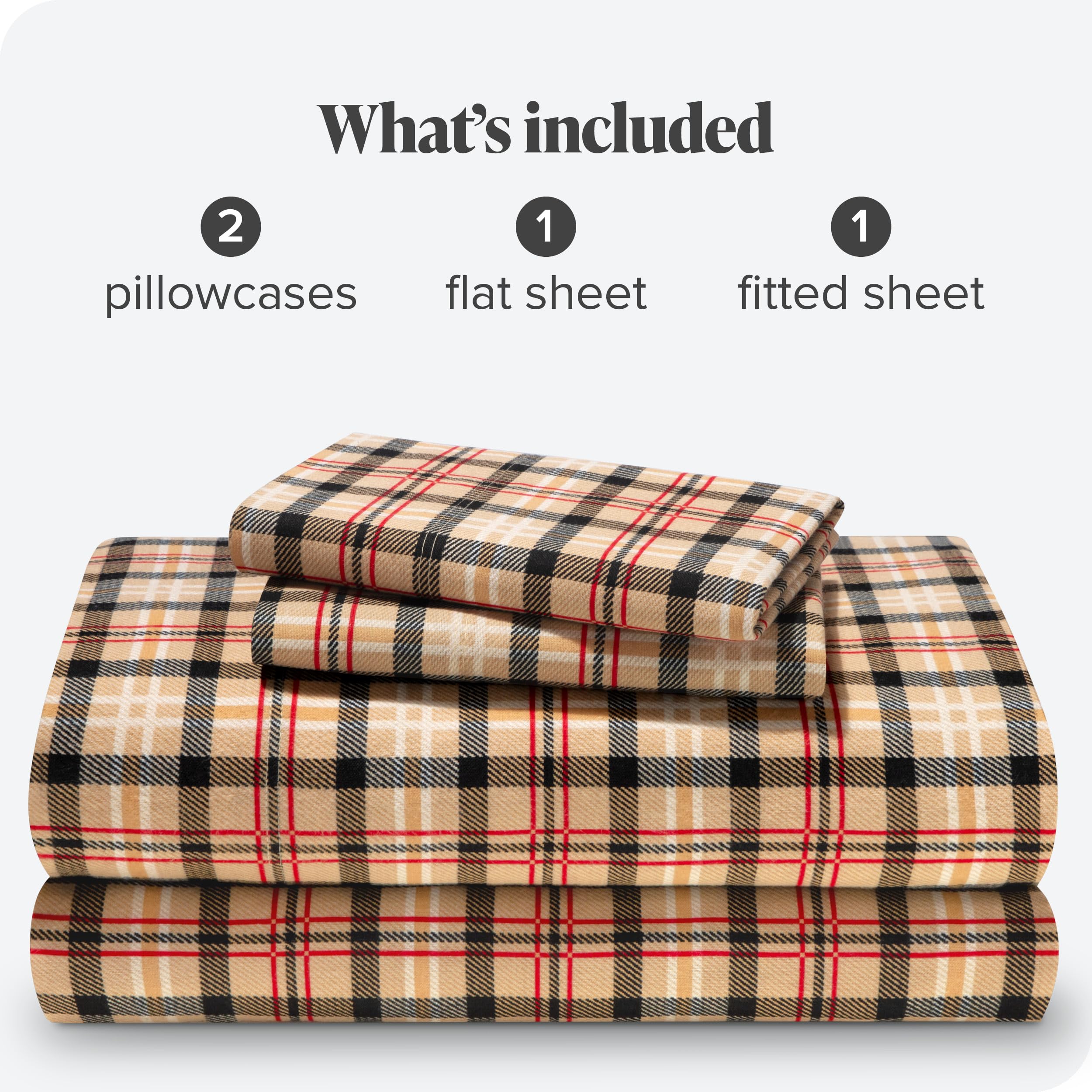 Bare Home Flannel Sheet Set Prints, 100% Cotton, Velvety Soft Heavyweight - Double Brushed Flannel - Deep Pocket (King, Red Lodge Plaid)