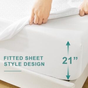 HUXMEYSON Queen Mattress Protector, Fully Waterproof Mattress Protector, Breathable and Noiseless Mattress Cover with 8-21 Deep Pocket, 60 x 80 Inch