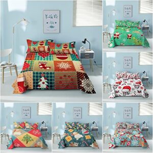 HASMI Bedding Set 3D Printed Christmas Beding Set 3pcs Christmas Theme Soft Polyester Bed Sheet Set with Pillowcase Does Not Include Quilt Cover Full Bed Set (Color : Color 2, Size : 3PCS 243x203cm)