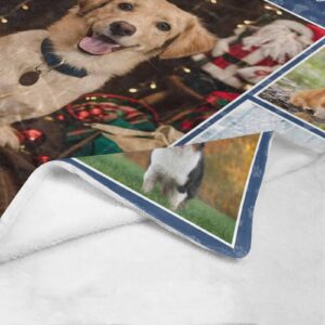 InterestPrint Customized Blankets with Photos Text Personalized Picture Blanket for Dog Gifts for Birthday Family Pet Custom Photo Blanket 7 Collage Throw Blanket for Beding Sofa Travel 60x80 Inch