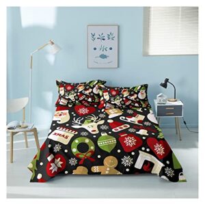 bedding set 3d printed christmas theme beding set 3pcs christmas new year soft bed flat sheet set with pillowcase does not include quilt cover full bed set ( color : color 2 , size : 3pcs 243x167cm )