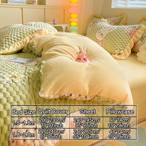 XHCTNN Milk Fleece Sheets King Size - Extra Soft Warm Quilt Cover Pillowcase Beding | 1 Sheet | 1 Quilt Cover | 2 Pillowcase(G,1.8~2.0m/220 * 240cm)