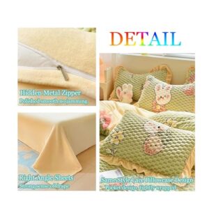 XHCTNN Milk Fleece Sheets King Size - Extra Soft Warm Quilt Cover Pillowcase Beding | 1 Sheet | 1 Quilt Cover | 2 Pillowcase(G,1.8~2.0m/220 * 240cm)