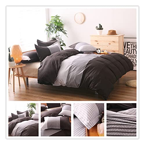 DACUDA Bedding Sets Simple Striped Beding Set 3 Pieces Luxury Printed Duvet Cover Set Modern Stylish Soft Microfiber Quilt Cover (B US)