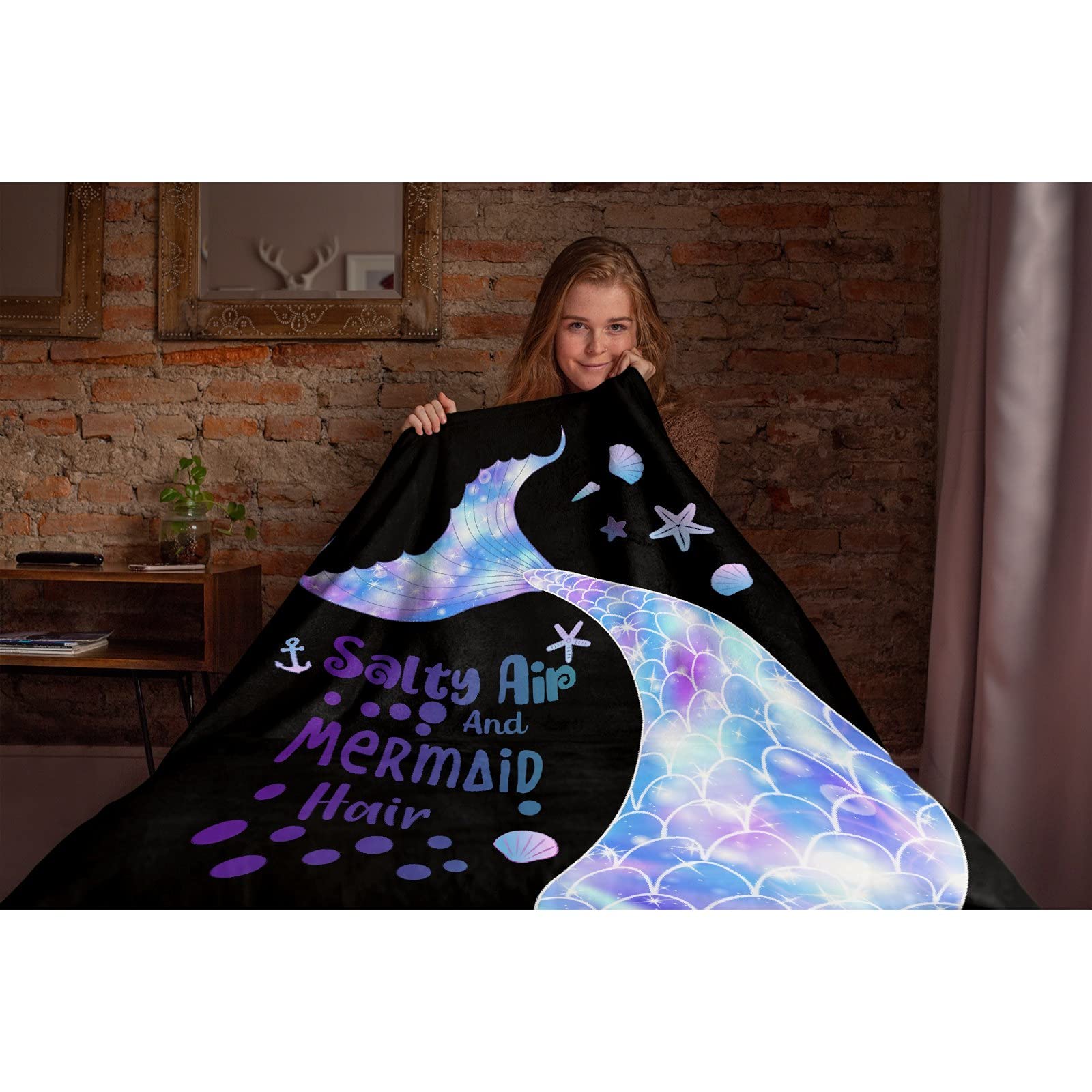 Mermaid Cute Tail Scales Glitter Crystal Mermaid Fish Scale Flannel Blanket Fleece Cozy Throws Soft Blankets for Wedding Birthday Valentines Halloween Couch Beding Picnic-40“x30 XSmall for Pets