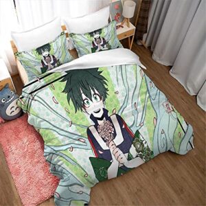 AKARDO Hero School Anime One for All Izuku Duvet Covers, Soft Microfiber Washed Duvet Cover Set 3 Pieces with Zipper Closure,Beding Set (08,King (104"x90"))