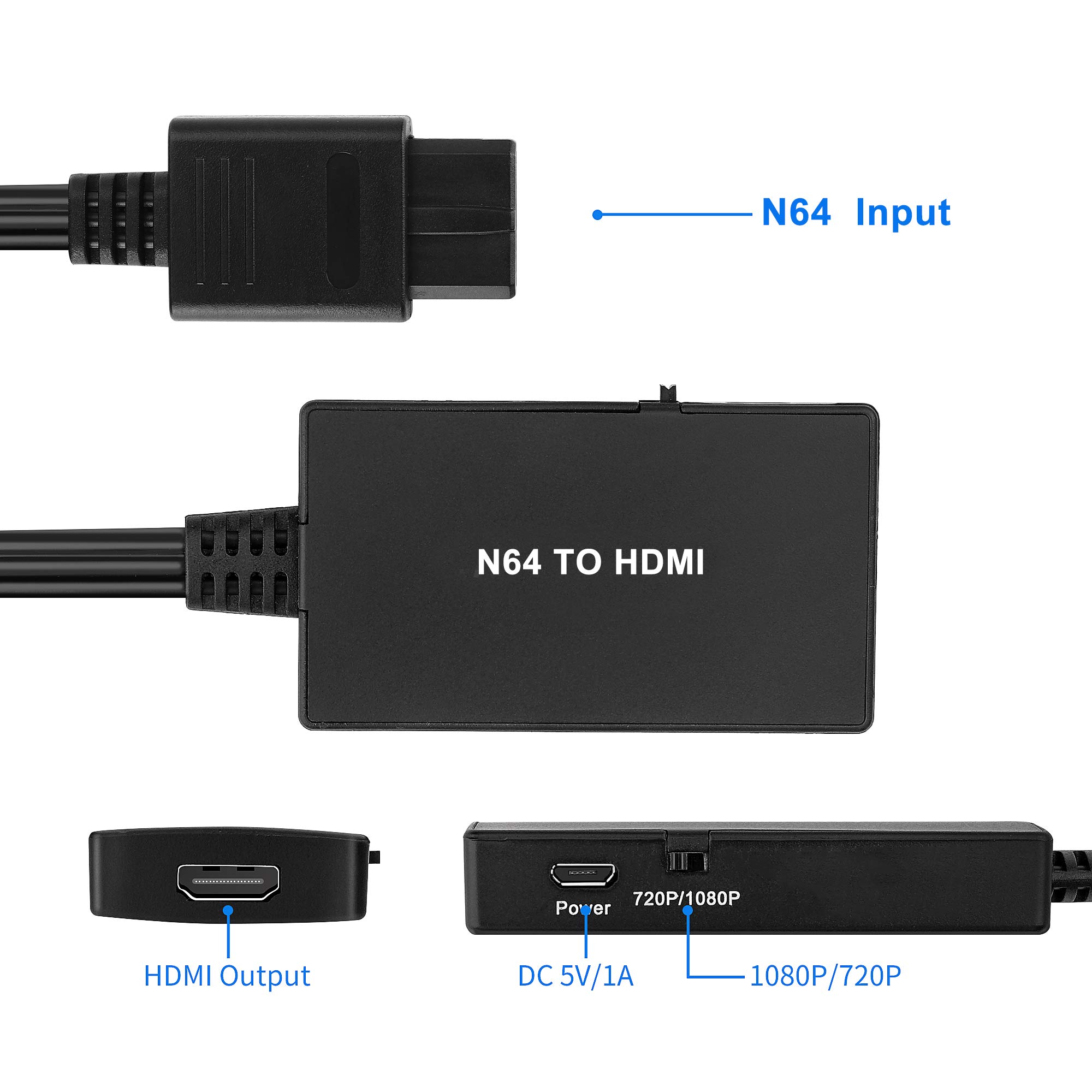 XIANREN HDMI Cable for N64, N64 to HDMI Converter with HDMI Cable, Compatible N64/GameCube/SNES Game Console