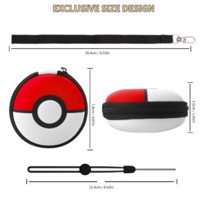 HYPERCASE Carrying Case for Pokémon GO Plus + 2023 , with PC Protective Cover for Pokemon GO Plus, One Carry Case Hand Strap and Clear Hard Shell Wrist Strap（Red and white）