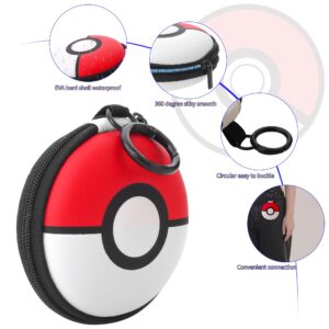 HYPERCASE Carrying Case for Pokémon GO Plus + 2023 , with PC Protective Cover for Pokemon GO Plus, One Carry Case Hand Strap and Clear Hard Shell Wrist Strap（Red and white）