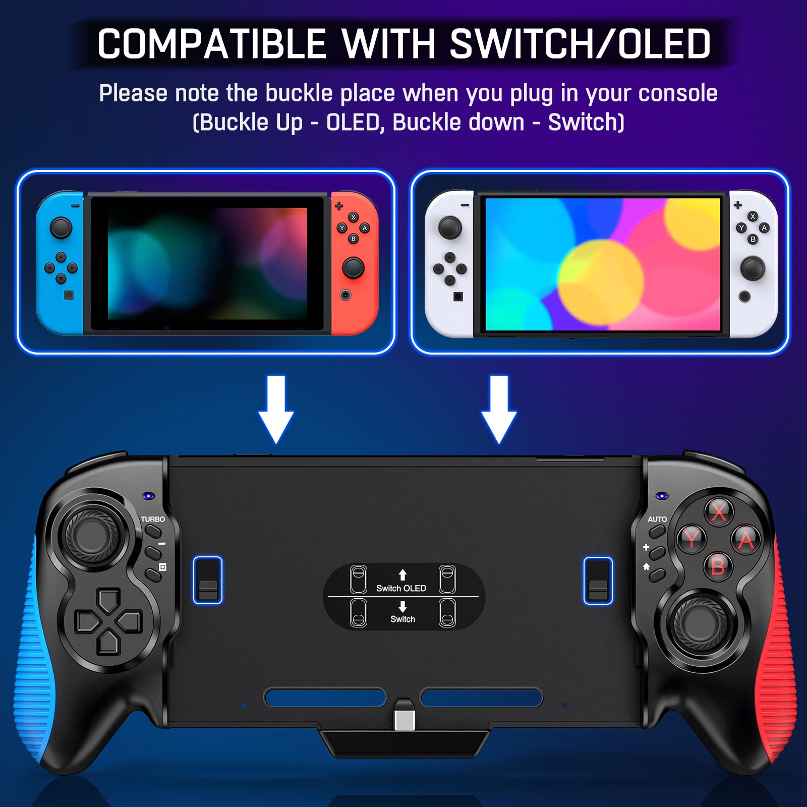 Switch Controllers, Gammeefy Switch Controller One Piece Joy Pad Replacement for Switch Pro Controller, Switch Controllers Remote Suitable for Big Hand Players with Adjustable TURBO Function