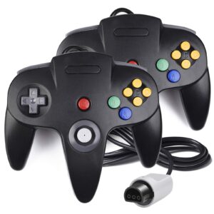 2 pack n64 controller, innext classic wired n64 64-bit game pad joystick for ultra 64 video game console n64 system (black)