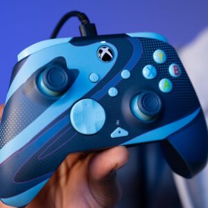 PDP Gaming REMATCH GLOW Enhanced Wired Controller Licensed for Xbox Series X|S/Xbox One/PC/Windows, Mappable Back Buttons, Advanced Customizable App - Blue Tide (Glow in the Dark)