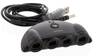 nyko retro controller hub plus - gamecube controller adapter for nintendo switch, connect up to 4 controllers with turbo and home button, compatible with super smash bros