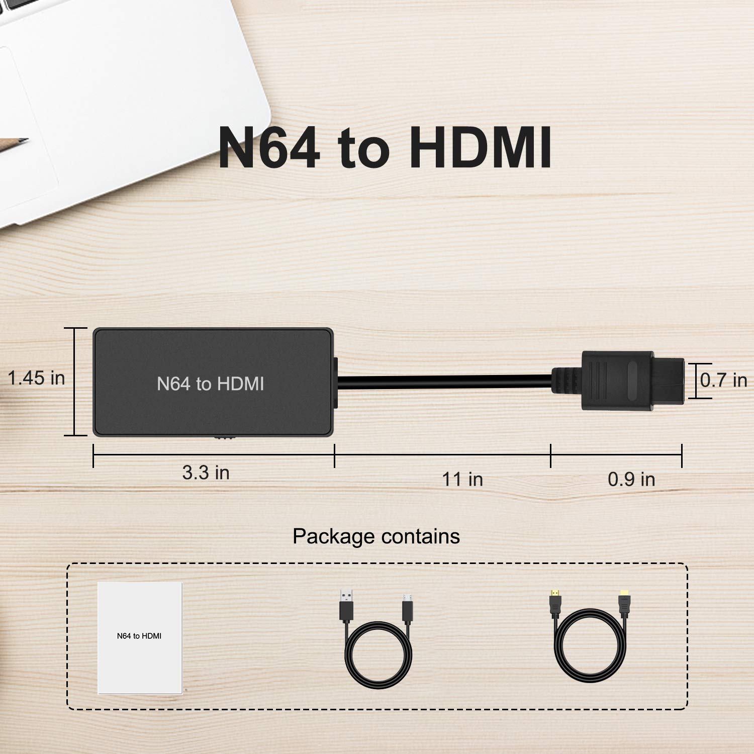 Azduou N64 to HDMI Converter Converts N64 Game Console Video Signal to HDMI Signal HDTV Cable for NGC/ N64/ Super NES