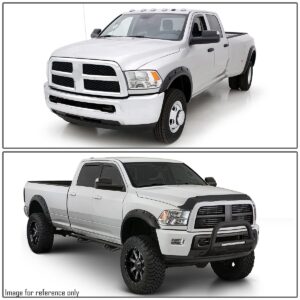 DNA Motoring WF-81008-MBK Pocket-Riveted Style Fender Flare Cover Wheel Protectors Compatible with 10-18 Dodge Ram 2500 3500, 4Pcs/Kit