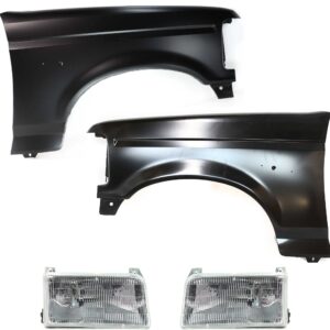 Evan Fischer Front Fender Set of 4 Compatible With 1992-1996 Ford Bronco, Fits 1992-1996 Ford F-150 Primed Steel Driver and Passenger Side