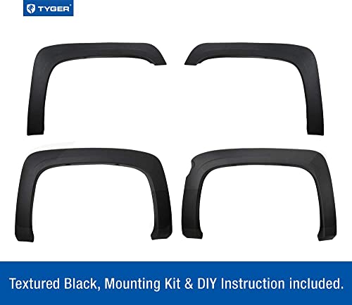 Tyger Auto TG-FF6C4298 for 2007-2013 Chevy Silverado 1500 5.8' Short Bed (NOT for Sierra) | Excl. 2007 Classic models | Paintable Fine-Textured Matte Black Factory Style Fender Flare Set, 4 Piece