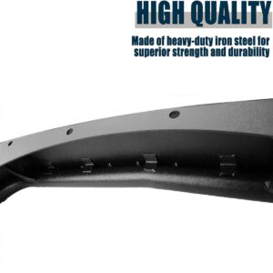 SUPERDRIVE Flat Front&Rear Tubular Fender Flares EXCL.LED Lights Mud Guards Compatible with 2007-2018 Jeep Wrangler JK&JKU 2/4 Door, 4 PCS Heavy Duty Solid Steel Textured Black Off-Road Liner Set