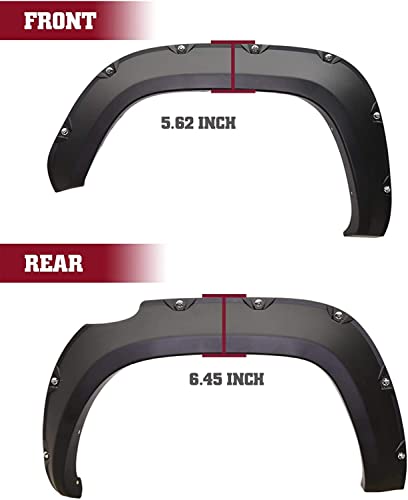 TAC Fender Flares Cover Compatible with 2016-2023 Toyota Tacoma Truck Off-road 4pcs Matte Black Smooth Front & Rear Pocket Rivet Style Pickup All Beds (Single Rear Wheel only)