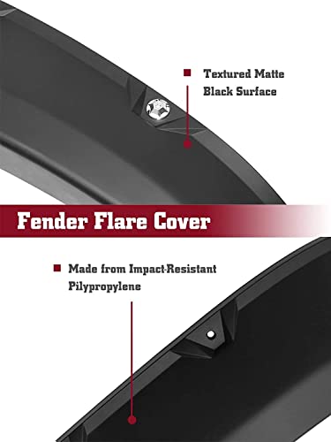 TAC Fender Flares Cover Compatible with 2016-2023 Toyota Tacoma Truck Off-road 4pcs Matte Black Smooth Front & Rear Pocket Rivet Style Pickup All Beds (Single Rear Wheel only)