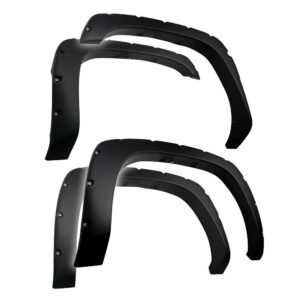 tyger auto fender flares compatible with 1999-2006 chevy silverdo gmc sierra 1500 2500 3500hd (incl. 2007 classic) fleetside, rough textured bolt-riveted style 4pc | tg-ff8c4057