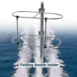 PROMOTOR Stainless-Steel Double Fender Holder Rack for Boat Fenders (L: Fit for 11'' Diameter Boat Fender)