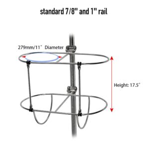 PROMOTOR Stainless-Steel Double Fender Holder Rack for Boat Fenders (L: Fit for 11'' Diameter Boat Fender)