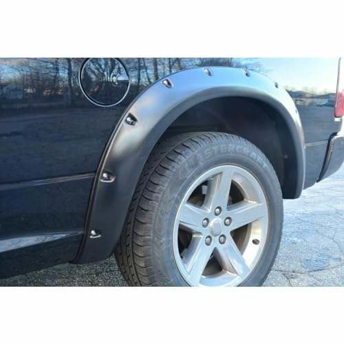 QyllqbQ Set of 4 Fender Flares Front Rear Left Right Driver Passenger ABS Plastic Pocket Riveted Style Kit Truck BAS00042