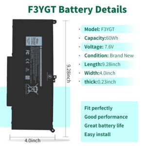 F3YGT 7480 DM3WC Battery for Dell Latitude 7480 7390 7280 7290 7380 7490 E7280 E7480 E7490 12 7000 13 7000 14 7000 Series P73G P73G002 P29S002 ODM3WC DM6WC 2X39G KG7VF 451-BBYE 453-BBCF f3ygt 60WH