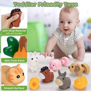 Farm Animal Learning Toys for Toddlers Age 1, 2, 3 Year Old, 10 Pack Montessori Matching Fine Motor Toys, Birthday for Baby Boys & Girls 12-18 Months+