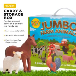 Learning Minds Set of 8 Jumbo Farm Animal Figures - Farm Animals for 1, 2, 3 Year Olds - Toy Animals for Kids Age 18 Months Plus - Toys for 1 Year Old Boys