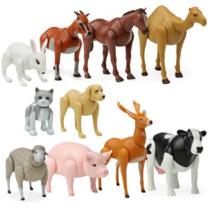 beverly hills doll collection farm animal toys set of 10, large toy farm animals for toddlers, plastic animal figures, realistic animal figurines for kids