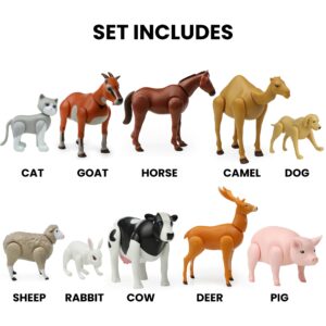 Beverly Hills Doll Collection Farm Animal Toys Set of 10, Large Toy Farm Animals for Toddlers, Plastic Animal Figures, Realistic Animal Figurines for Kids