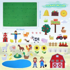 HomeMall 40Pcs Farm Animals Felt Story Board Set, 3.5 Ft Toddlers Preschool Farmhouse Themed Early Learning Storytelling Flannel Board - Barnyard Domestic Livestock Interactive Play Kit for Boys Girls